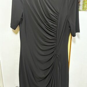 Calvin Klein Black Long Sleeve Ruched Dress